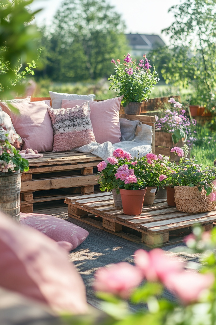 4. Repurpose Wooden Pallets for a Cozy Outdoor Lounge Setup