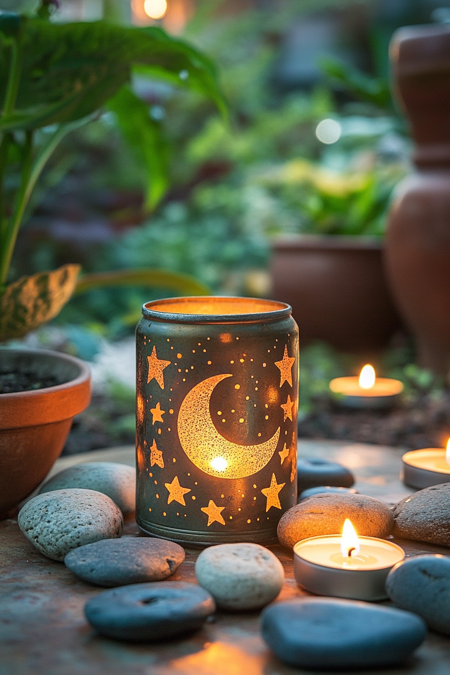 6. Craft a Starry Night Lantern from an Upcycled Tin Can