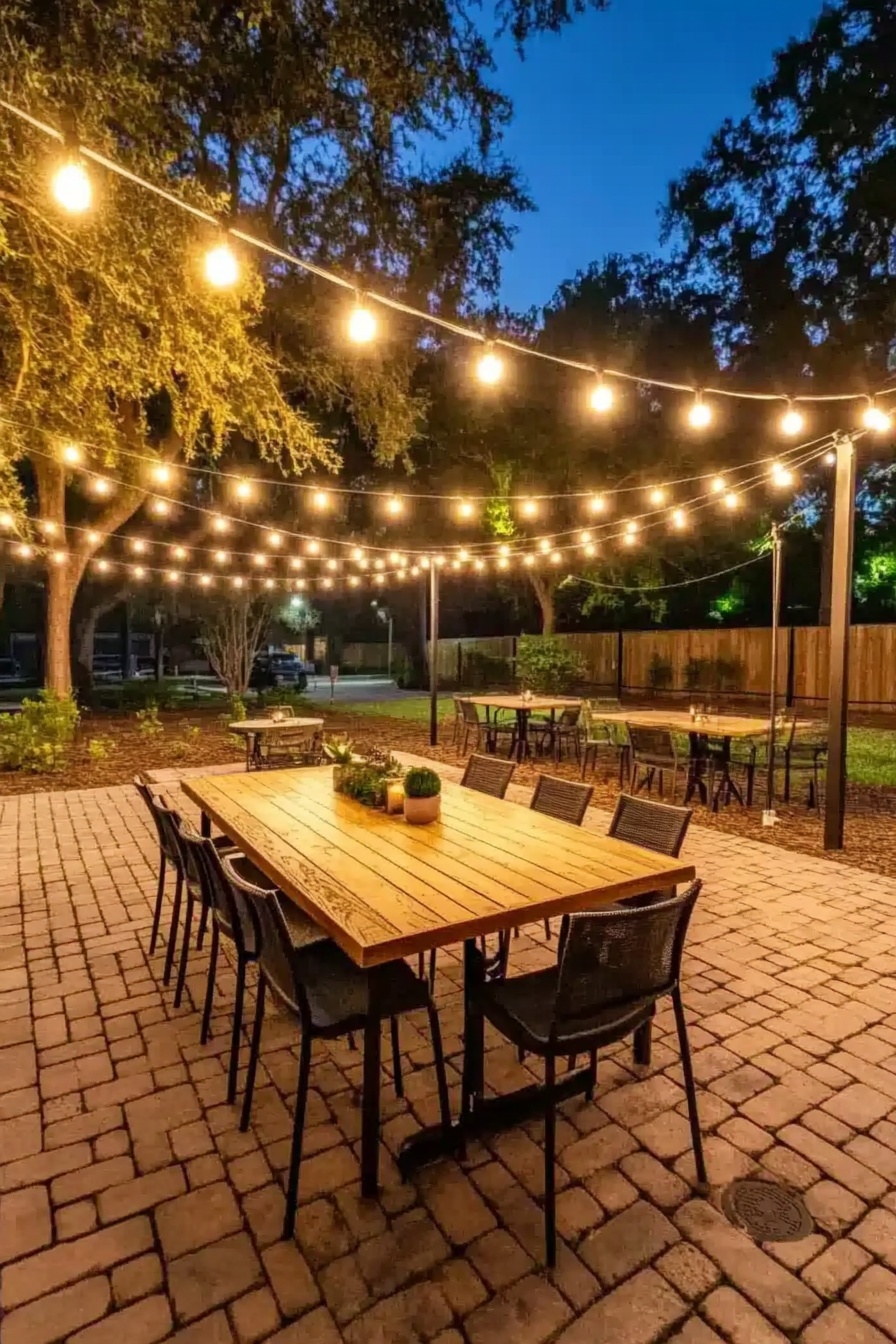 Inviting Patio Ambiance with String Lights