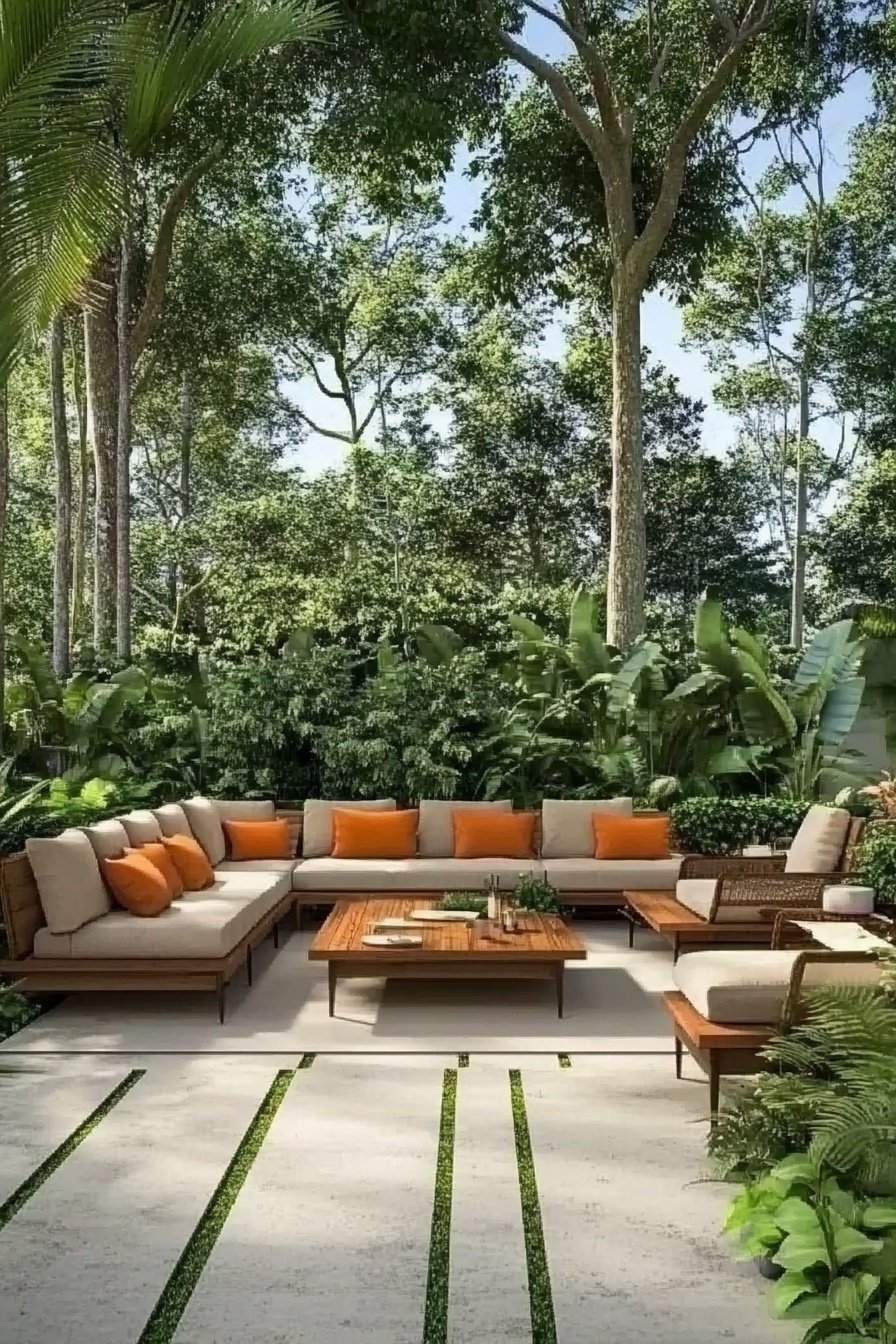 Serene Jungle Patio with Modern Comfort