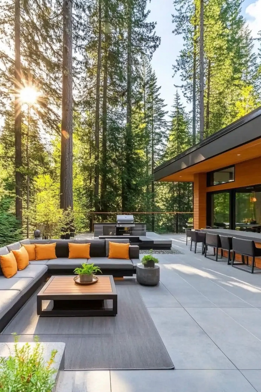 Forest Patio with Vibrant Accents