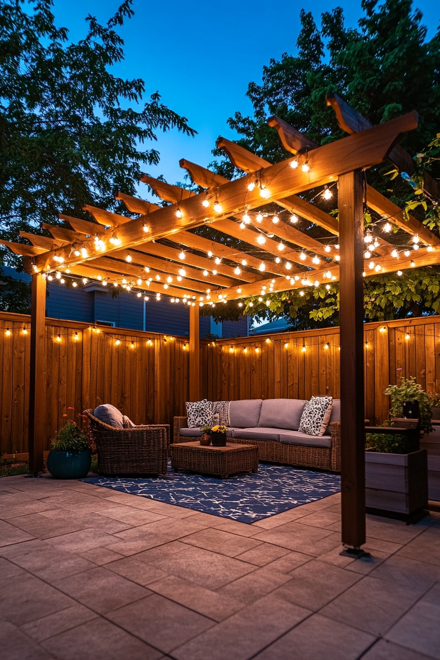 Creative Backyard Patio String Light Ideas (16)