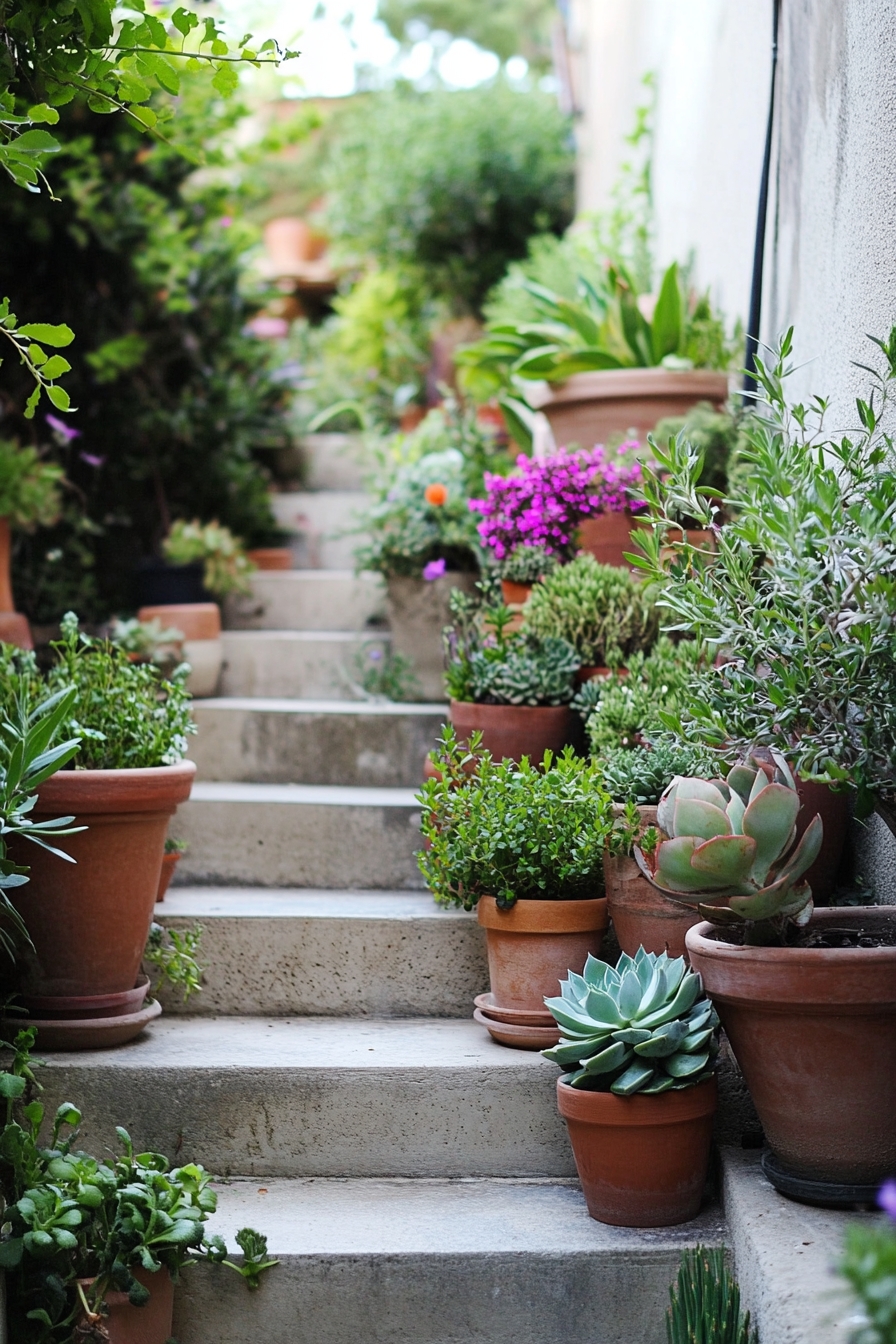 Tiered Container Garden on Staircase