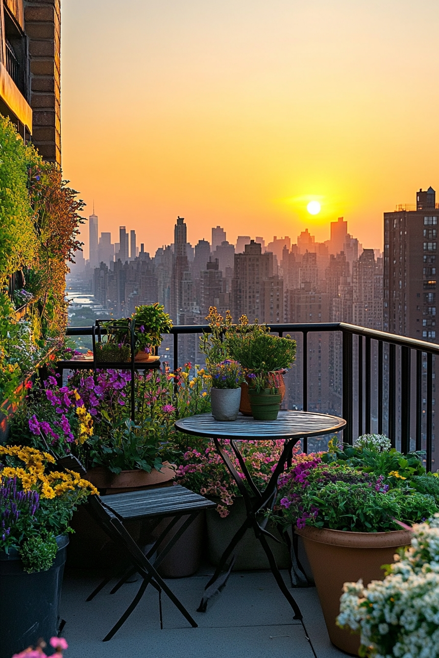 Urban Balcony Garden with a View
