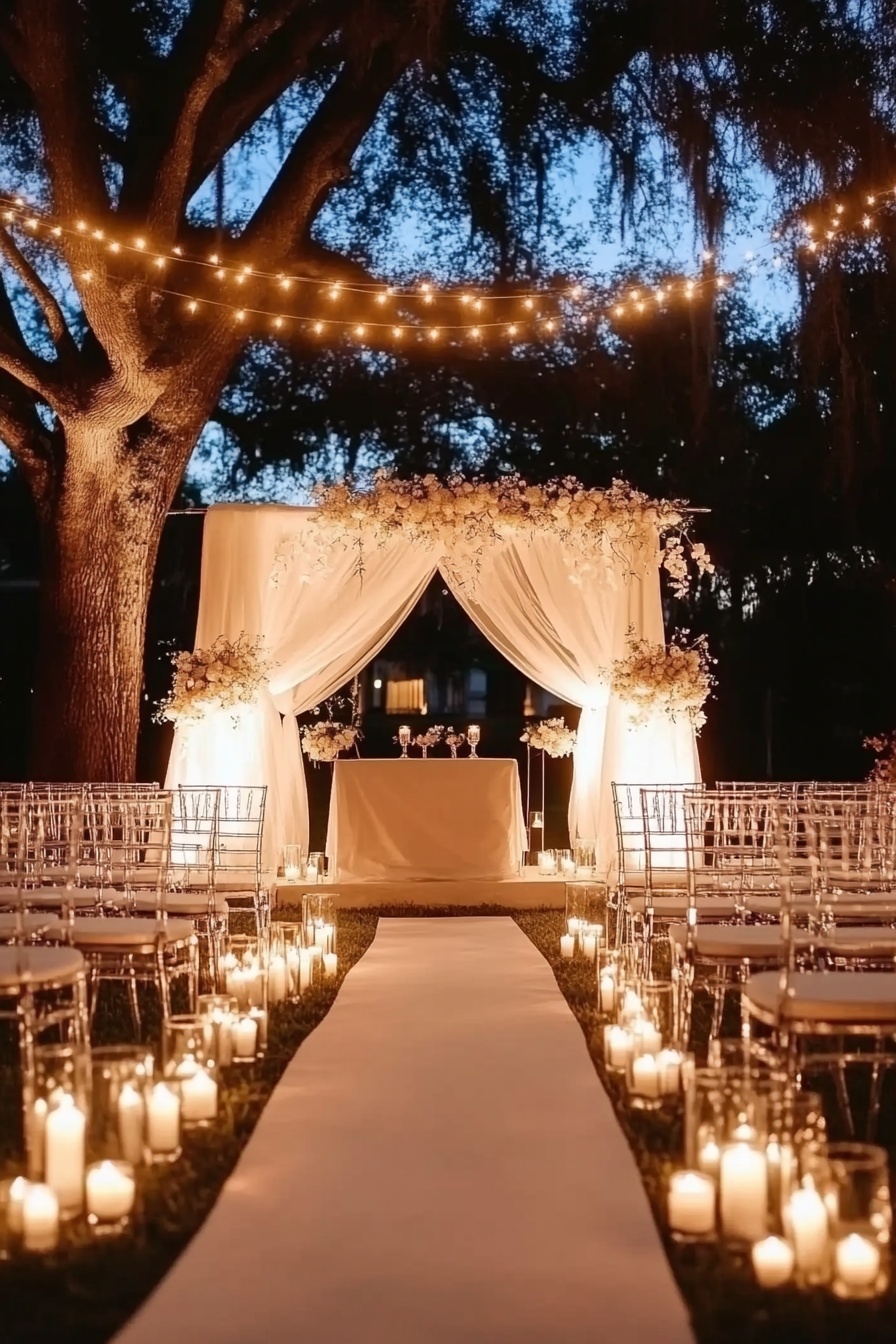 Create a Magical Garden Wedding with Candlelit Aisle