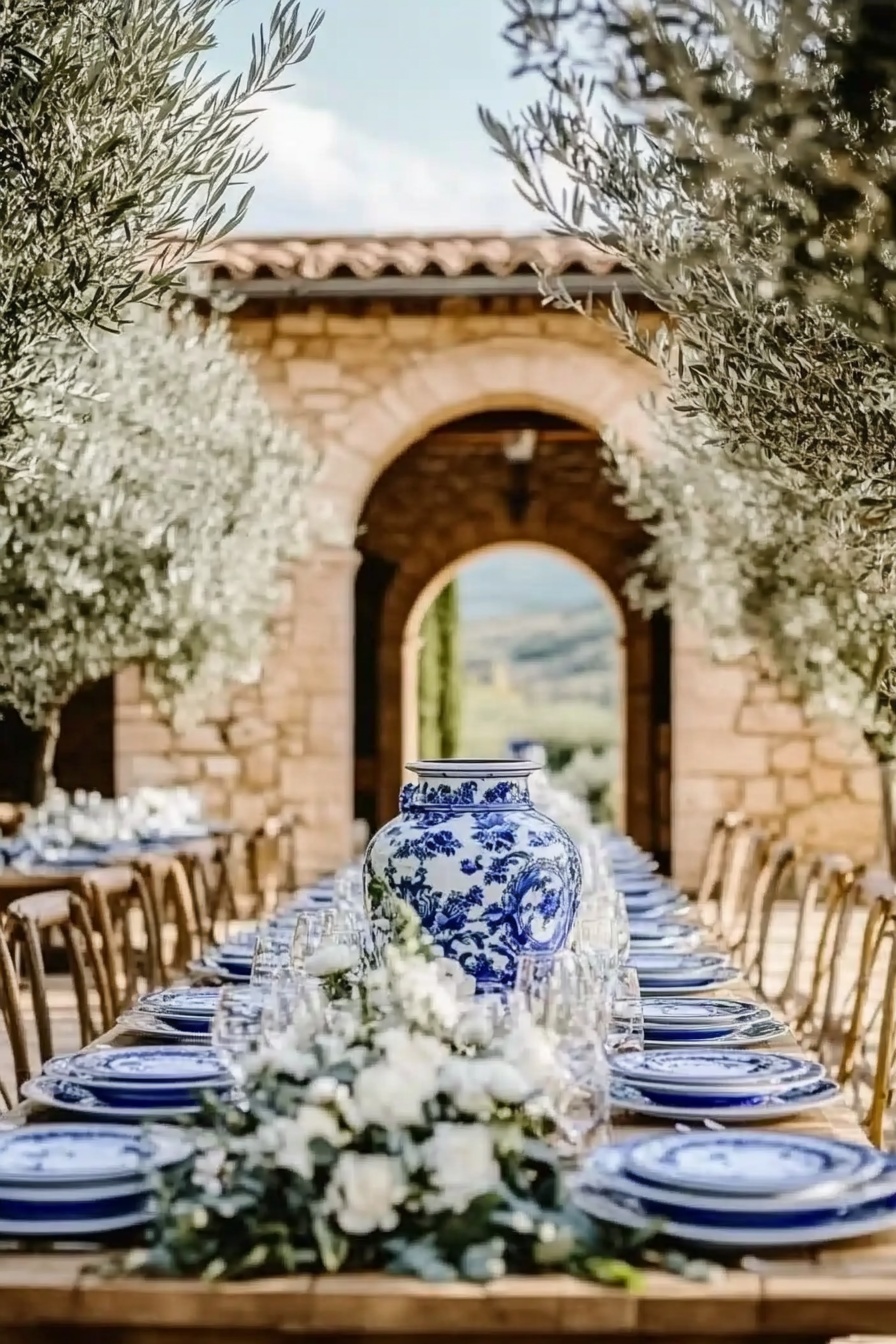 Host a Mediterranean-Inspired Wedding with Timeless Blue and White Elegance