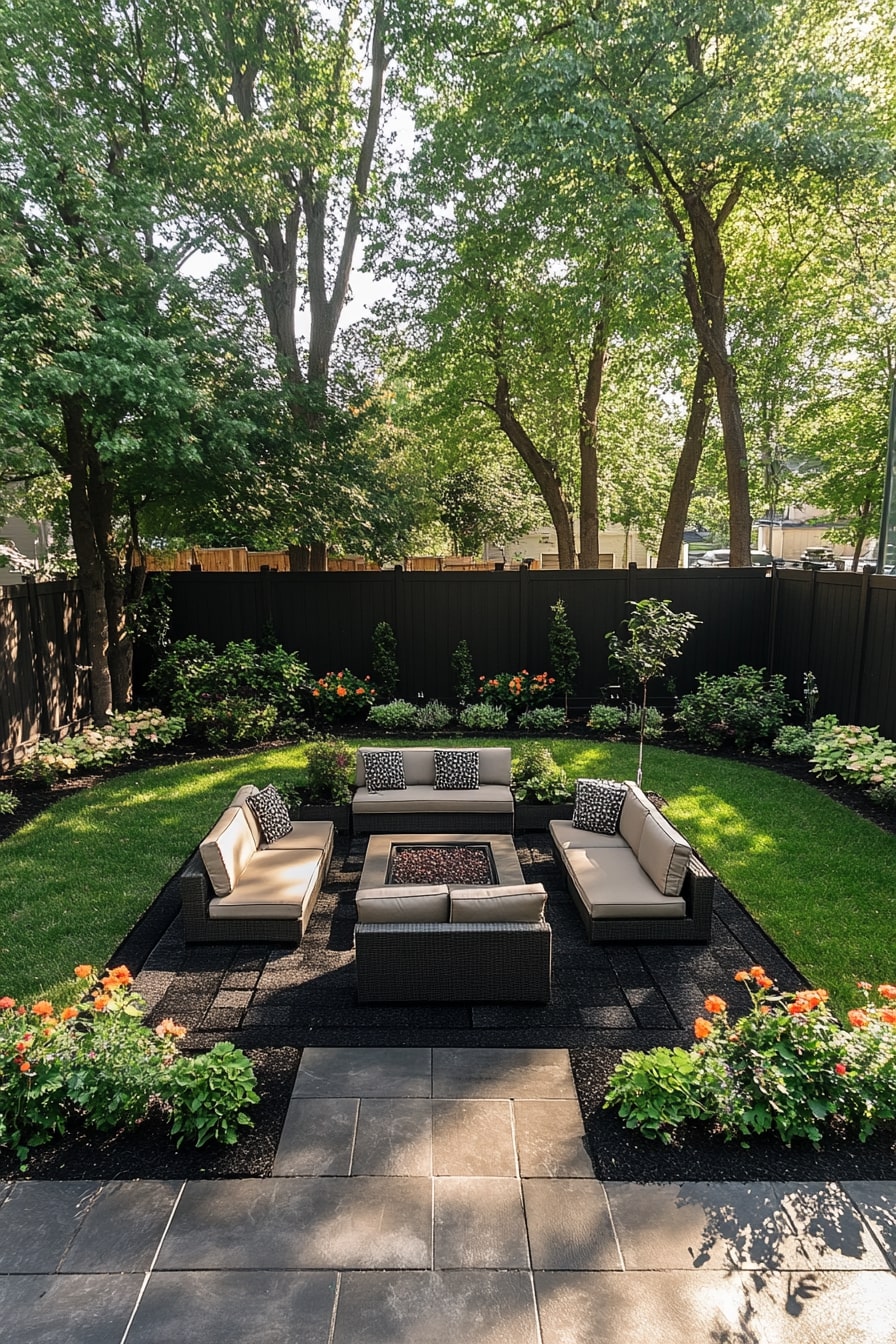 Intimate Backyard Lounge with a Fire Pit