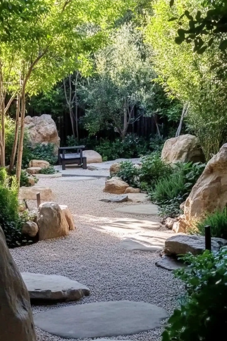  Serene Zen Garden with Natural Stone Pathways