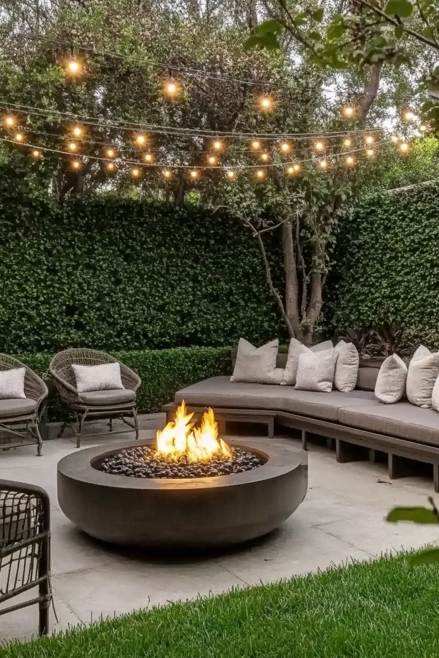  Cozy Backyard Fire Pit Lounge with Ambient Lighting