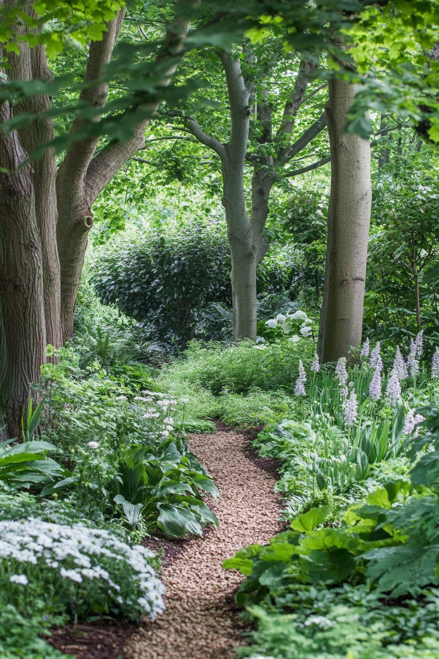 Gravel path through lush green