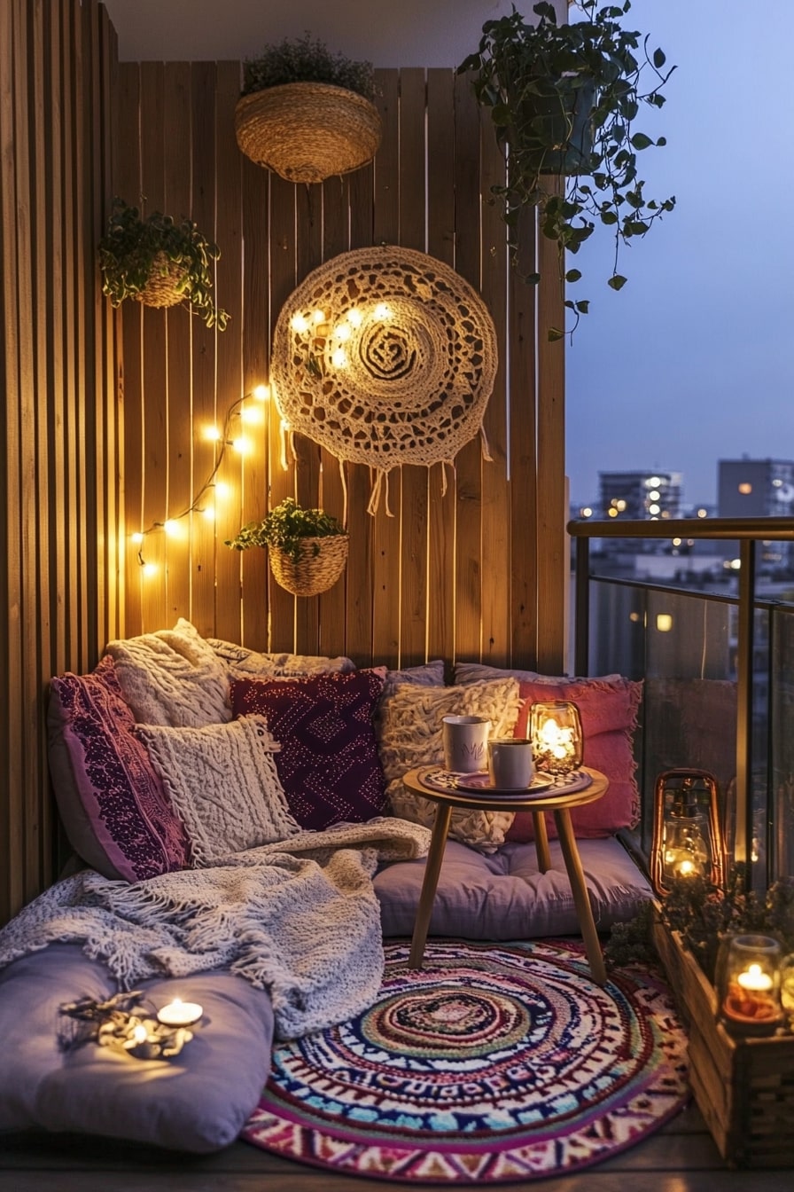 1. a Small Balcony into a Cozy Boho Retreat