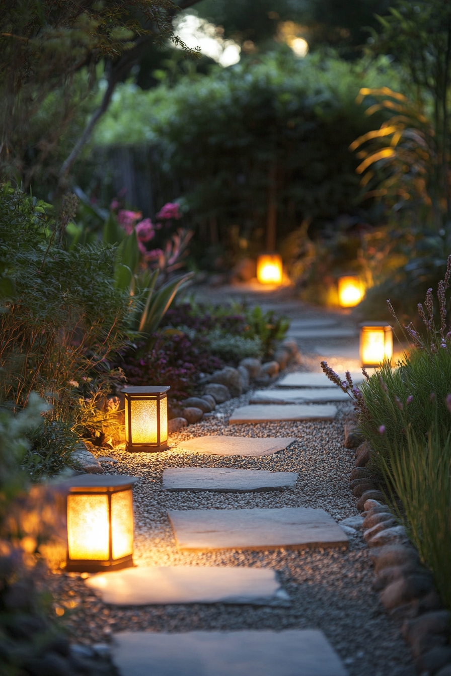 warm lantern lighting for a magical garden