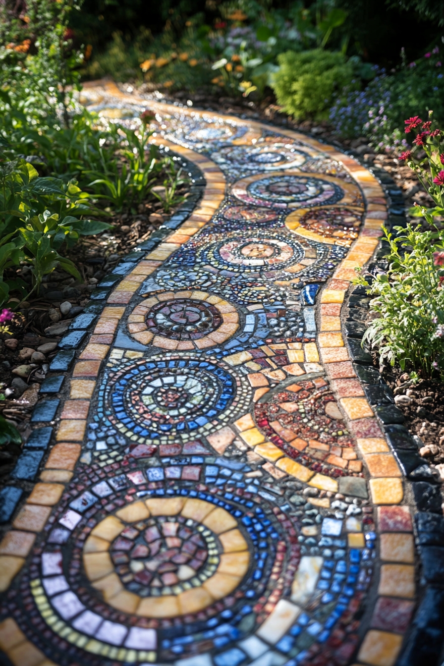 Colorful Mosaic Garden Pathway Idea
