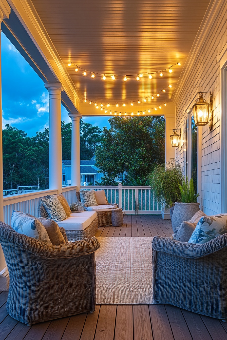 Covered Porch with Budget-Friendly String Lights