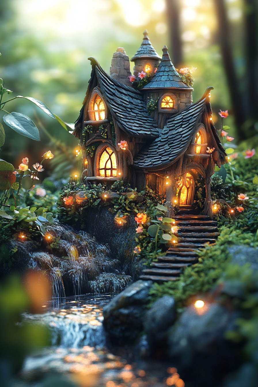 18. Fairy Garden with a Magical Cottage