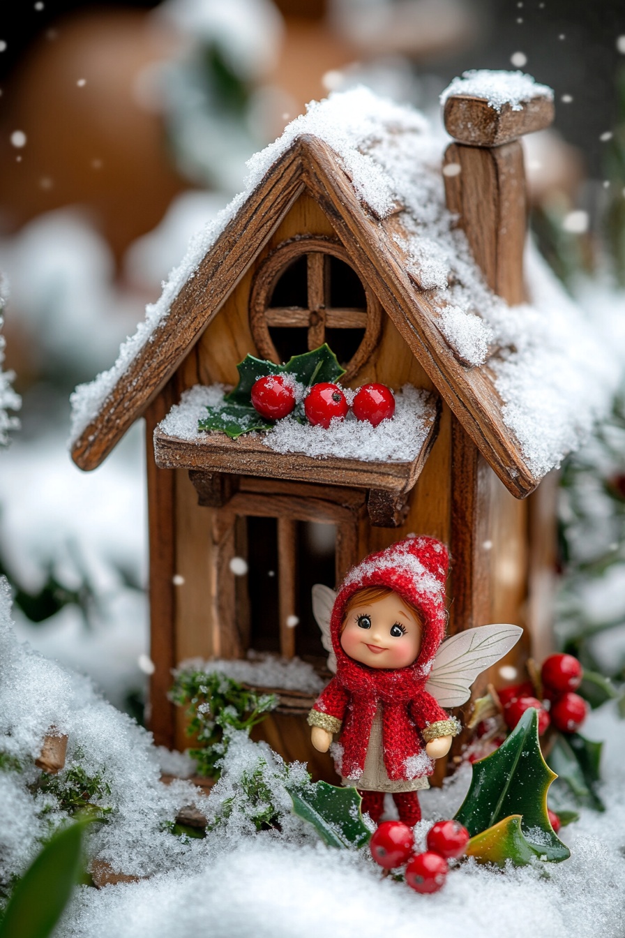 6. Add a Festive Winter Charm with a Snowy Fairy Cottage