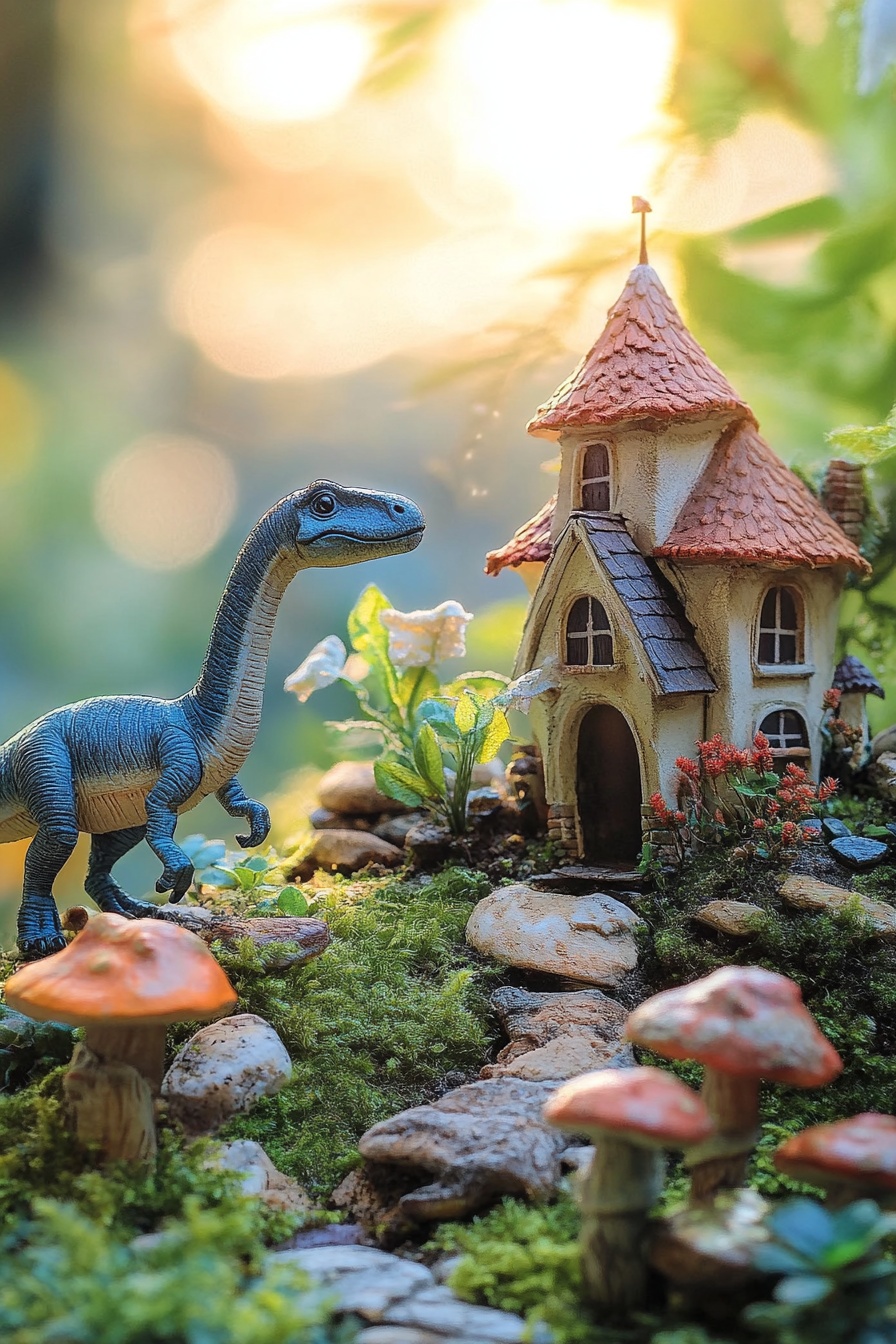 7. Add a Whimsical Dinosaur to Your Fairy Garden