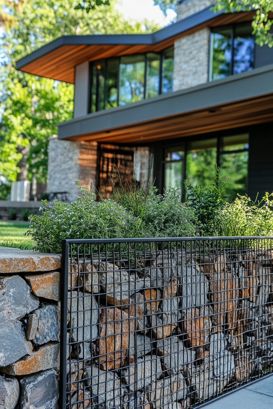 Modern Gabion Fence for a Sophisticated Landscape