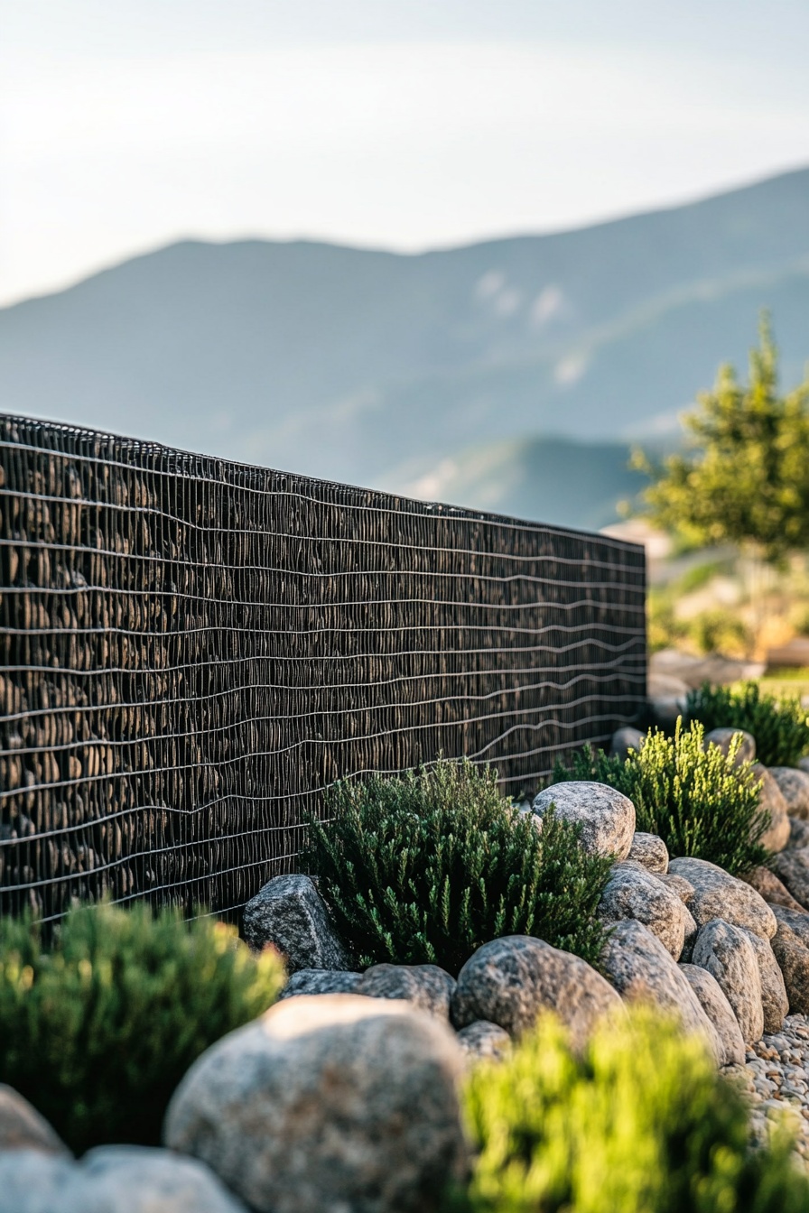 Sleek Black Gabion Fence