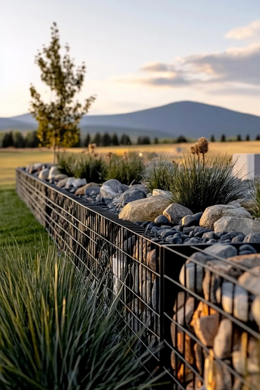 Low Gabion Border Fence