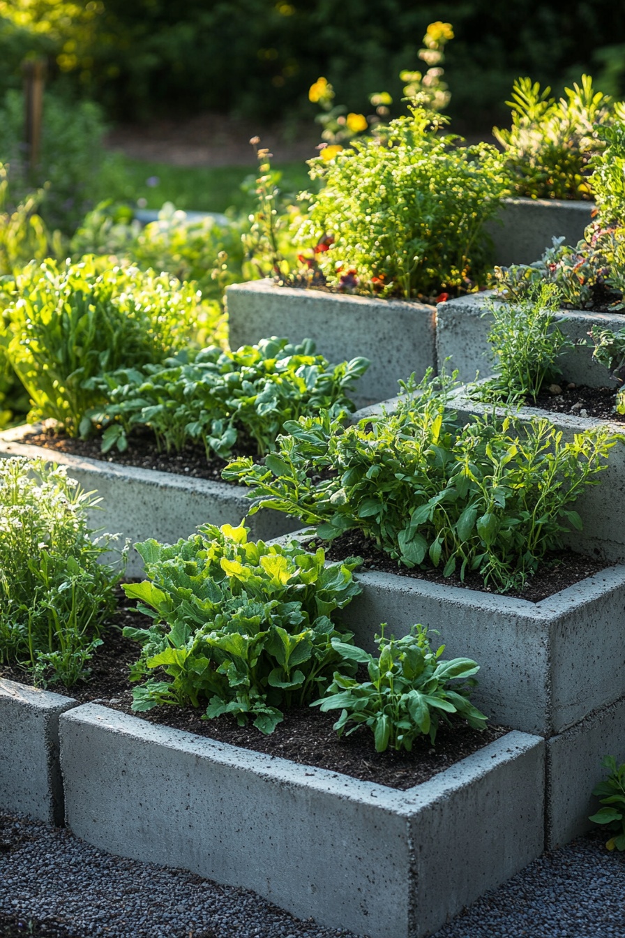 Build a Tiered Raised Garden with Recycled Concrete Blocks