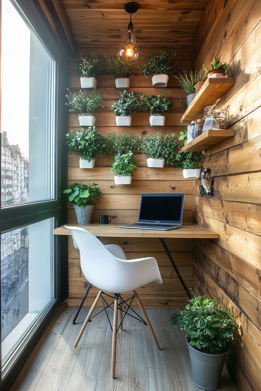 Create a Productive Balcony Office with Vertical Greenery