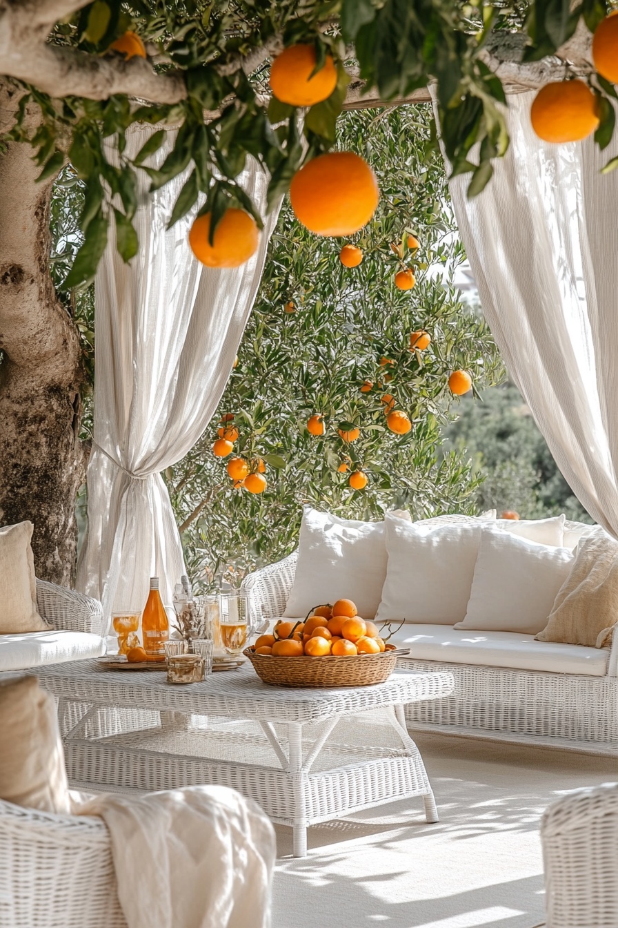 Create a Refreshing Balcony Lounge Under Citrus Trees