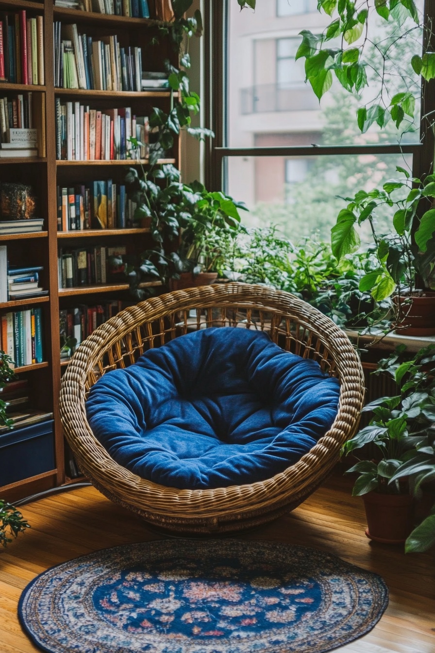 Reading Nook with a Hanging Papasan Chair