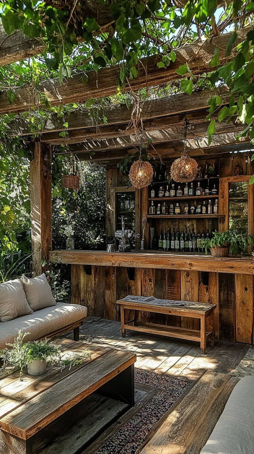 Backyard Bar Under a Pergola