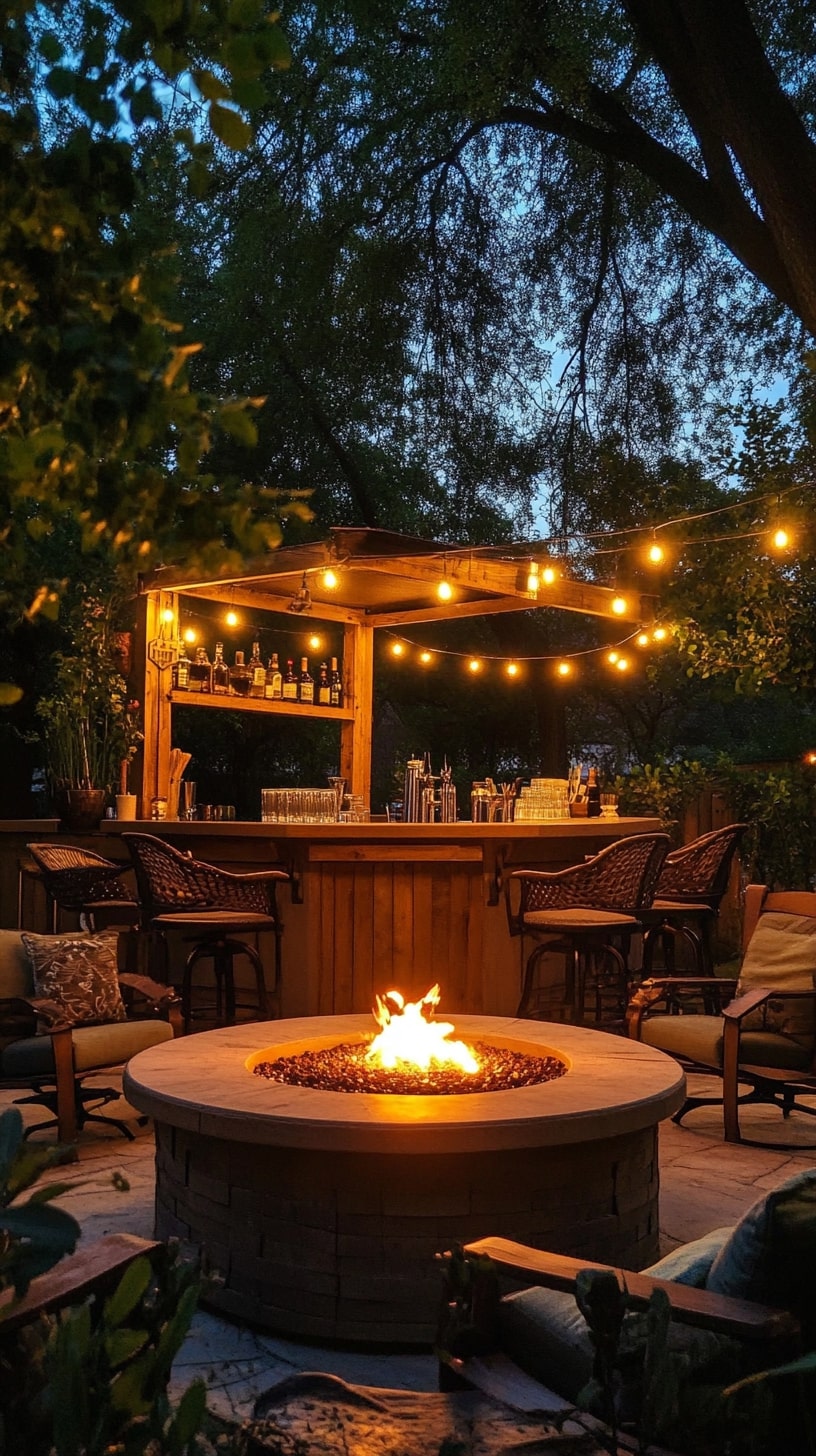 Bar With a Fire Pit Centerpiece