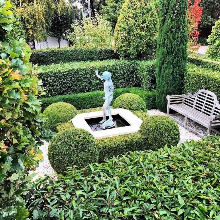 Boxwood Around Fountains or Statues