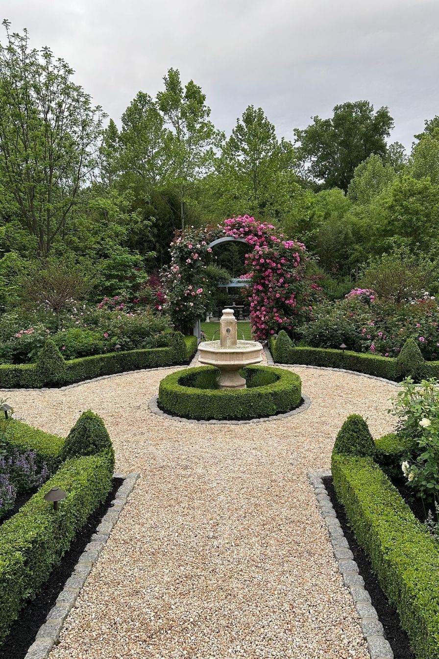 Boxwood with Gravel or Stone Paths