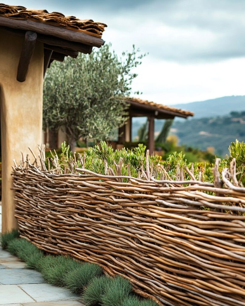 Mediterranean Woven Fence with Native Greenery