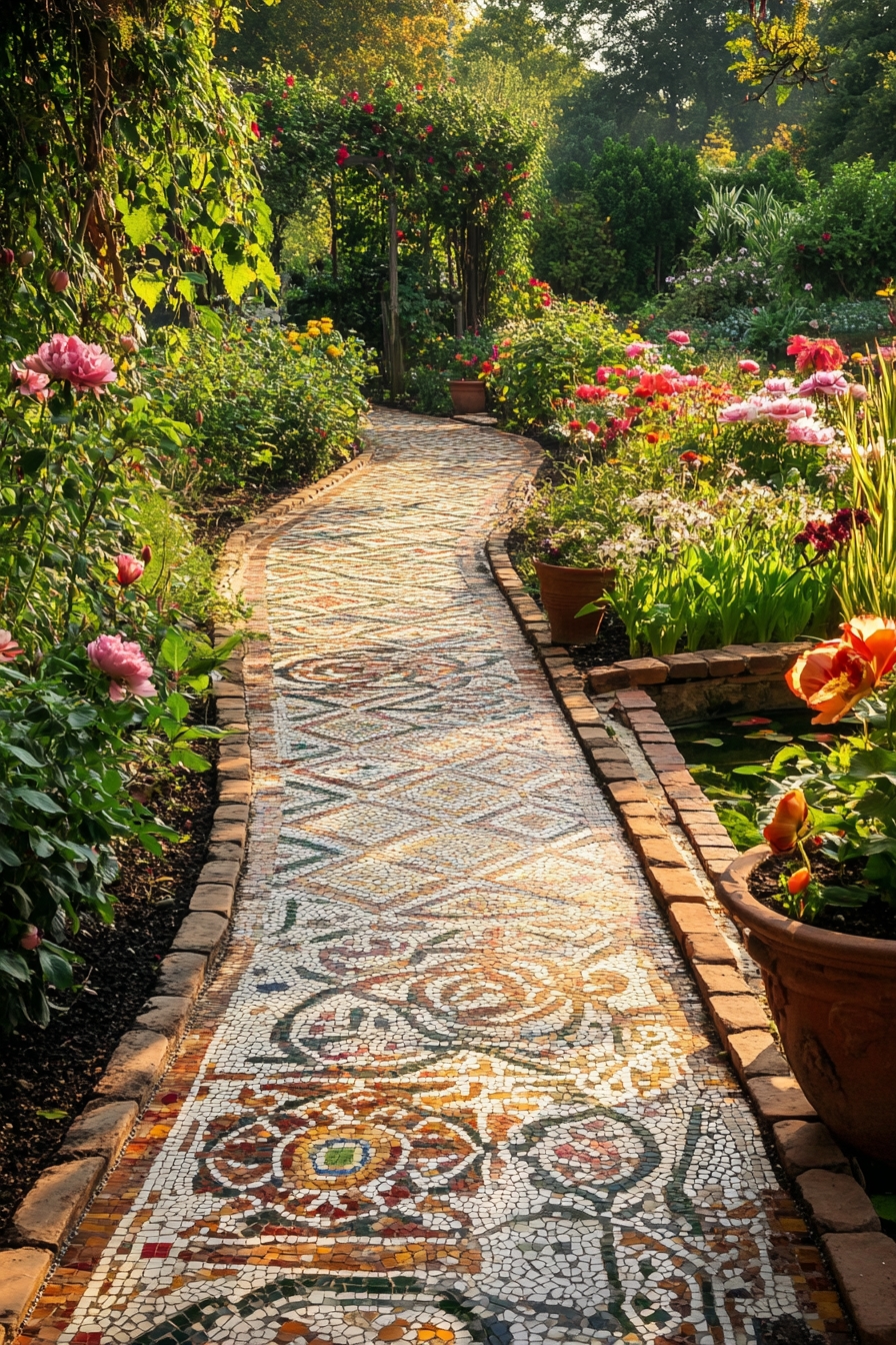 Garden With a Mosaic Pathway