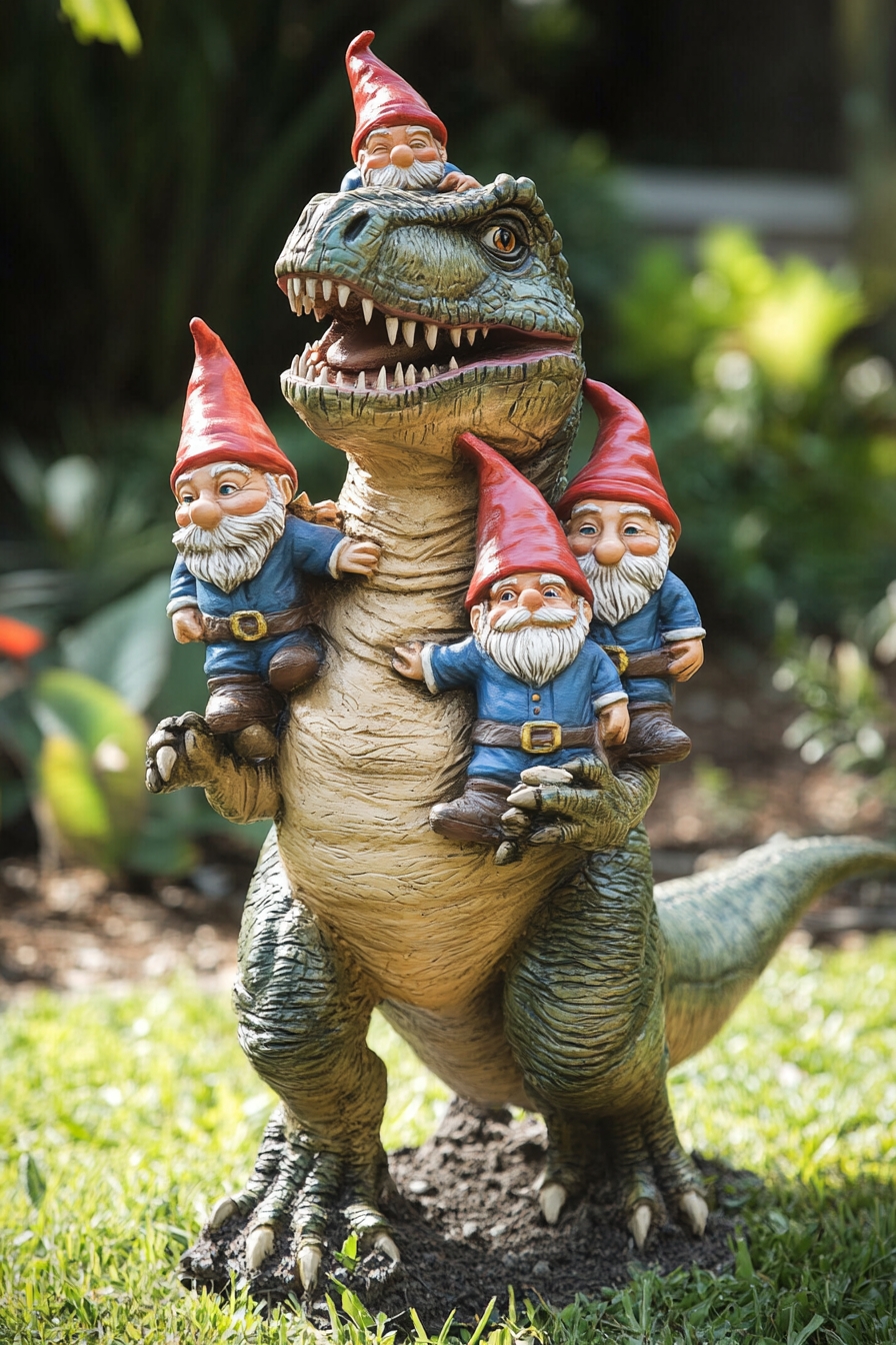  Mischievous Gnome-Riding Dinosaur