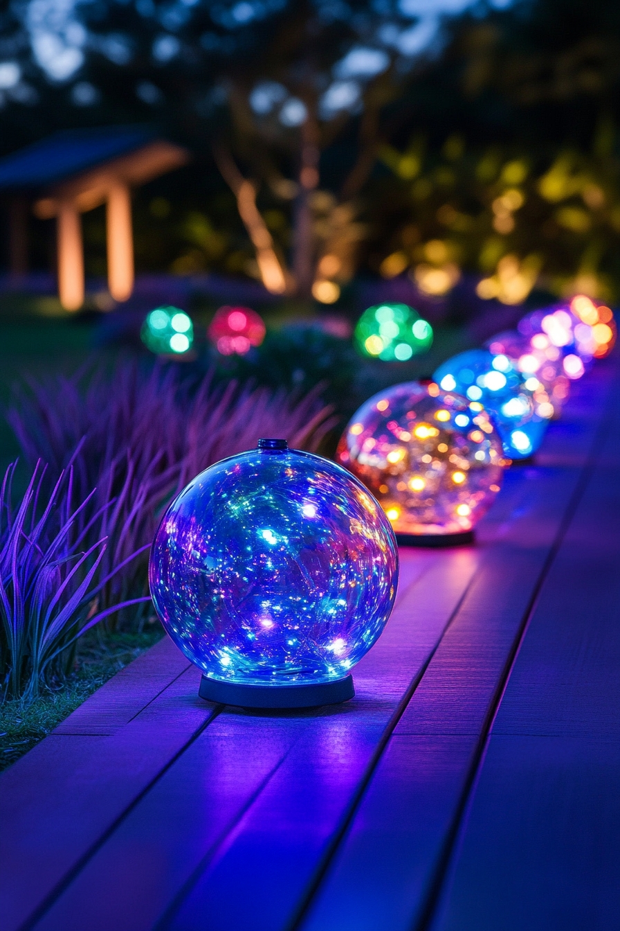 Garden Path with LED Globe Lights