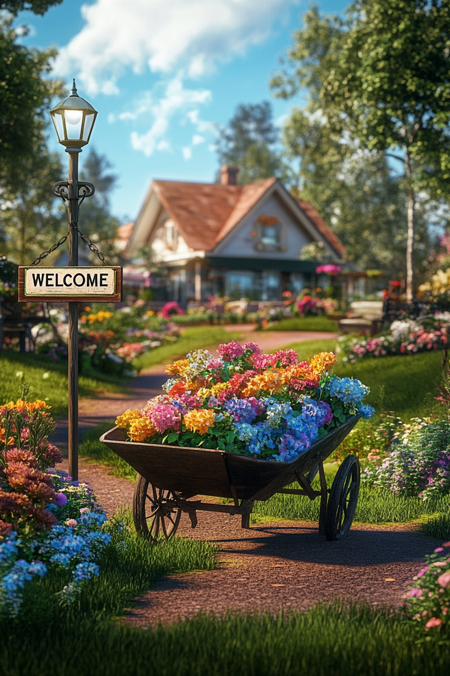 Flower-Filled Wheelbarrow