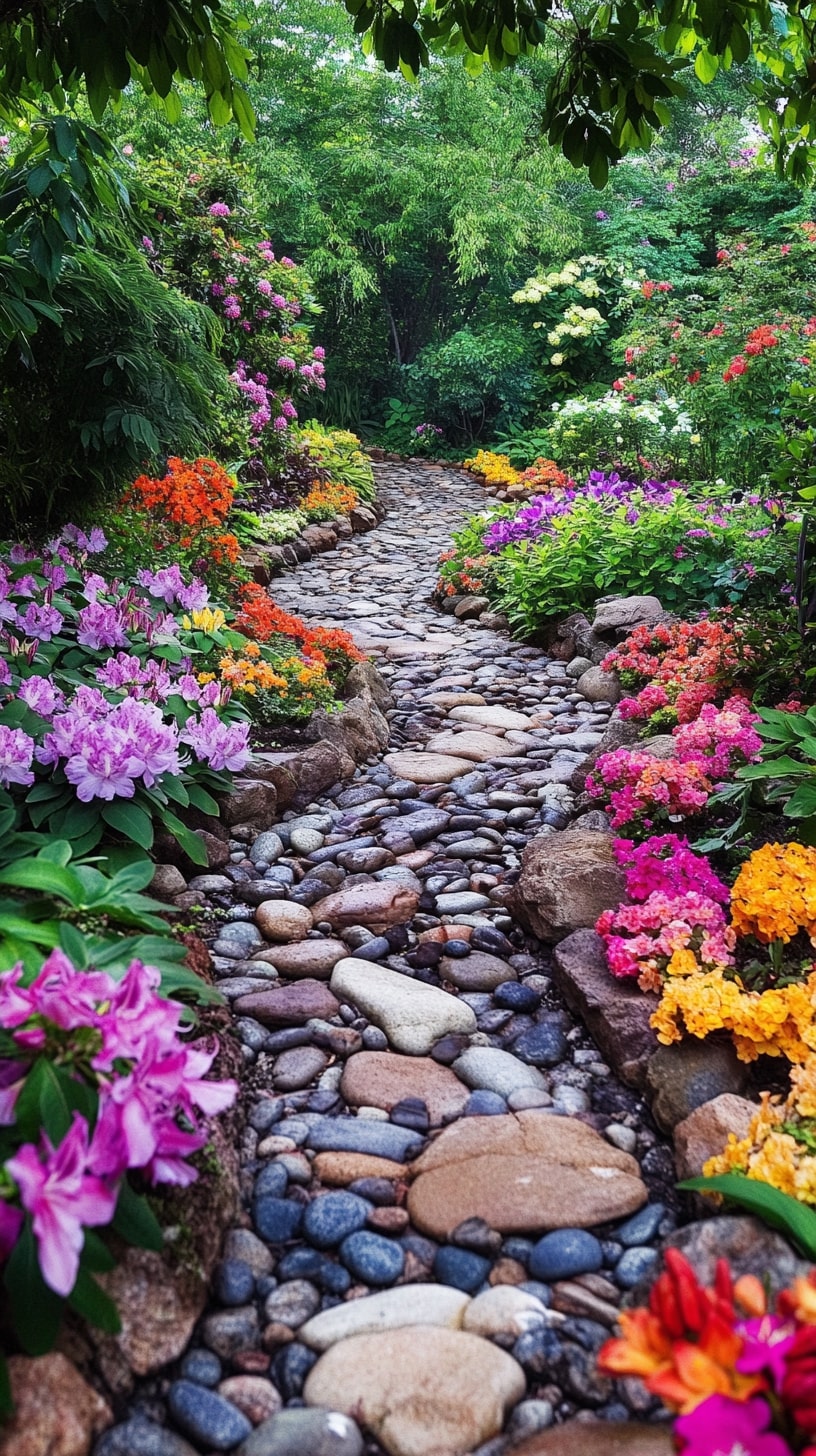 Garden Path with River Pebbles