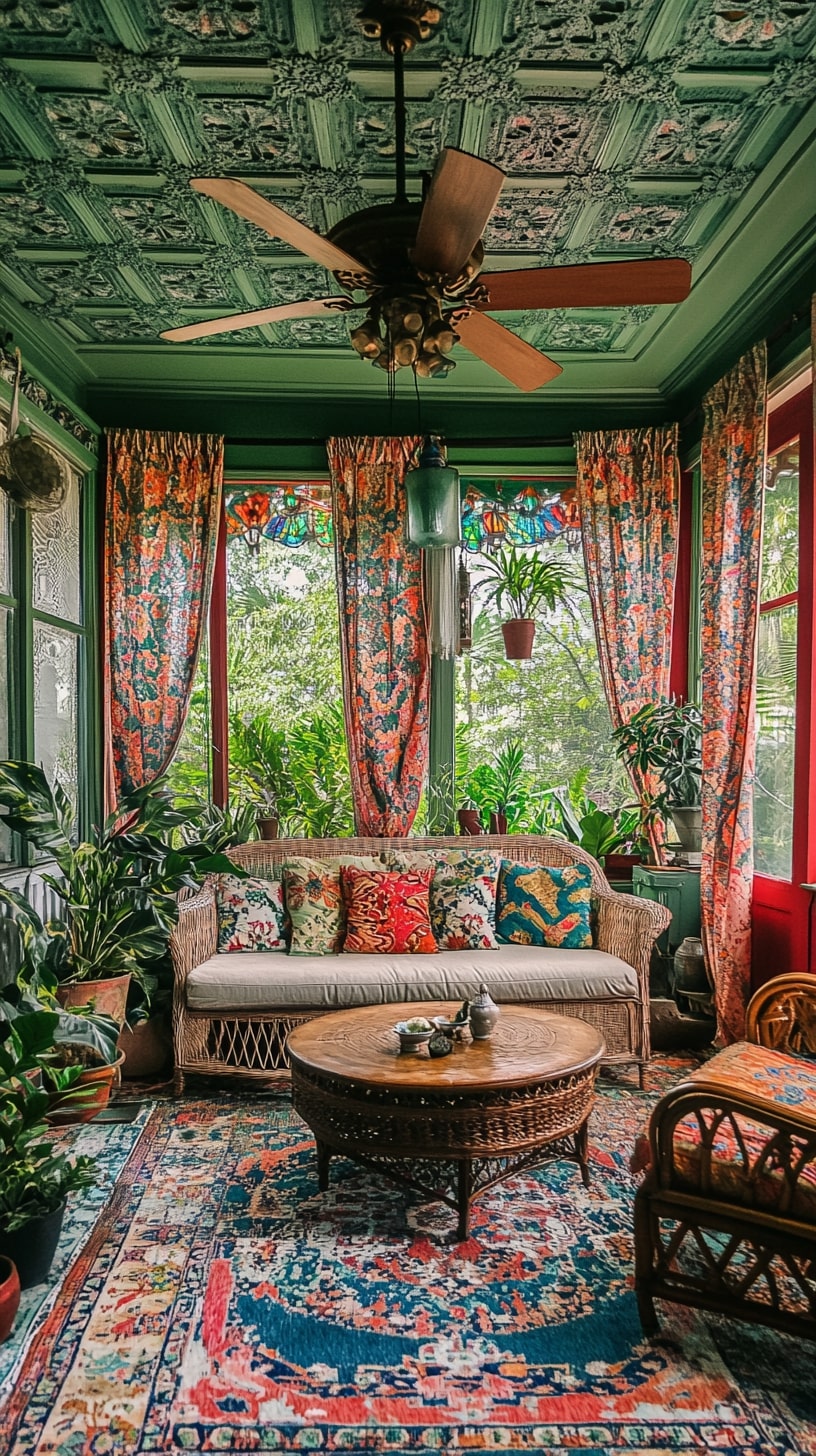 Green-Room Lounge Full of Vintage Charm