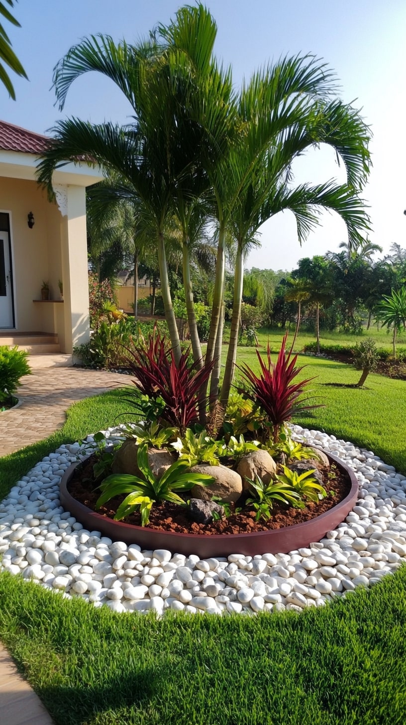 Palm Garden with a Pebble Border