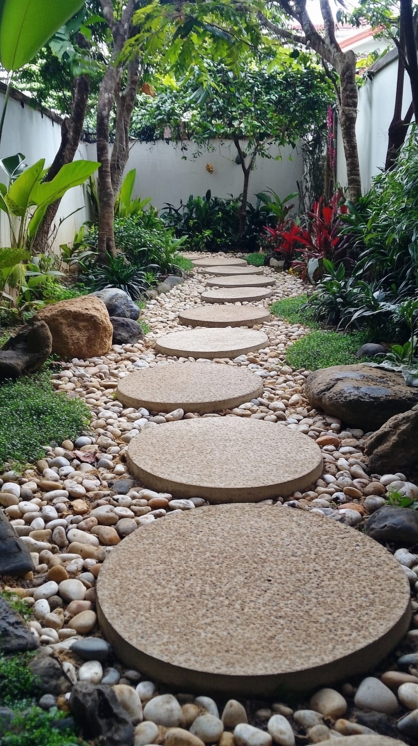 Round Stepping Stones in Pebbles