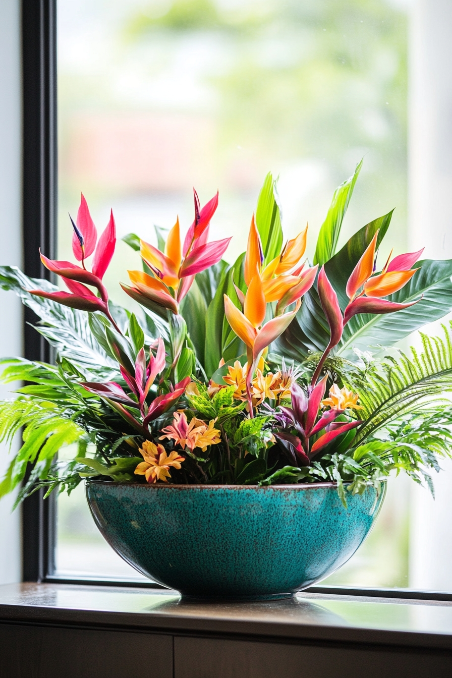 Lush Tropical Window Garden