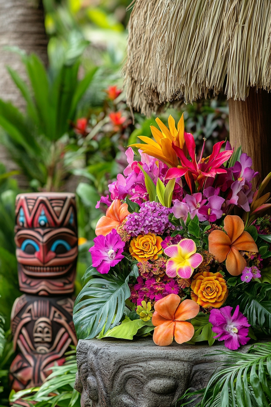 Polynesian-Inspired Floral Display