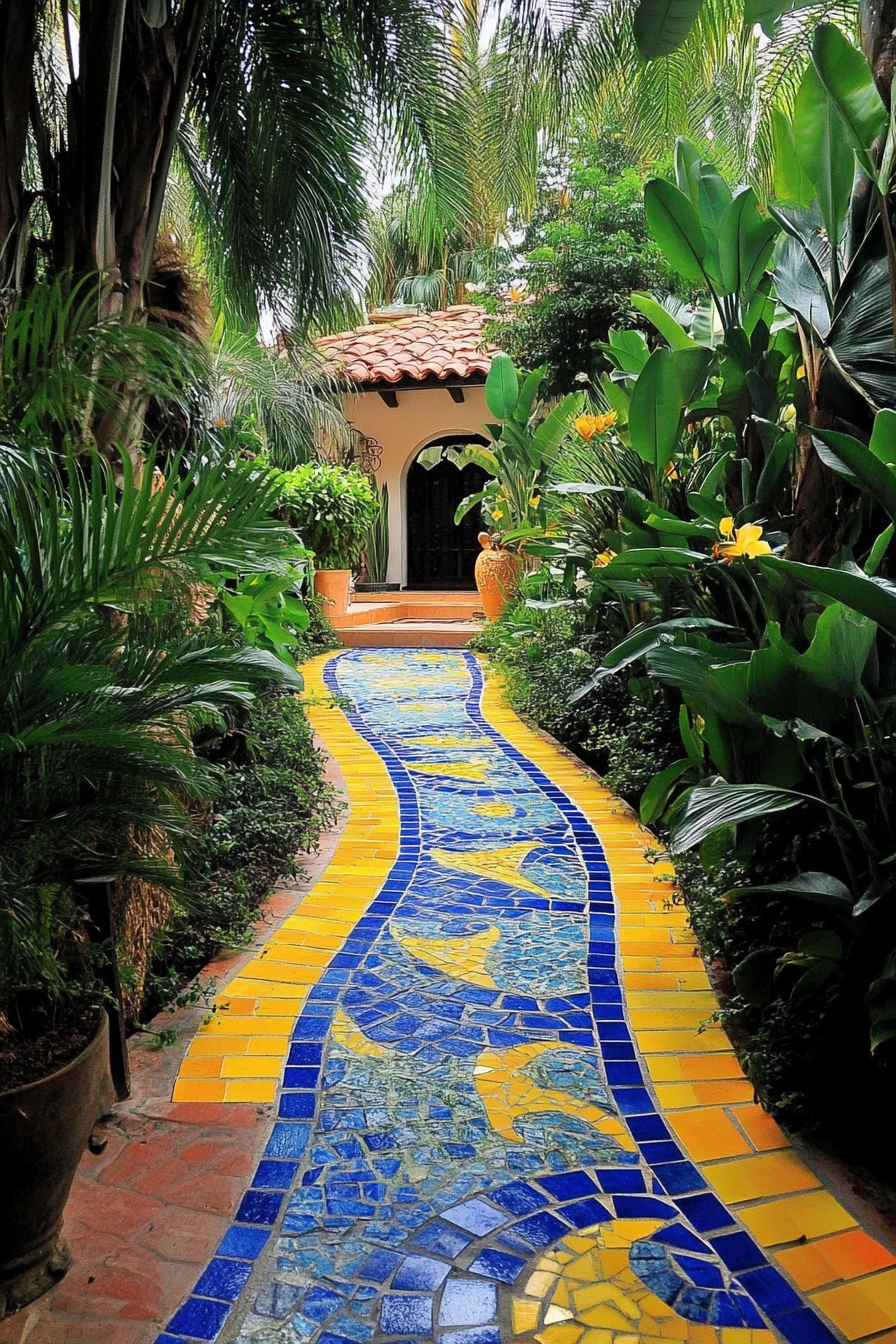 Handcrafted Mosaic Garden Path