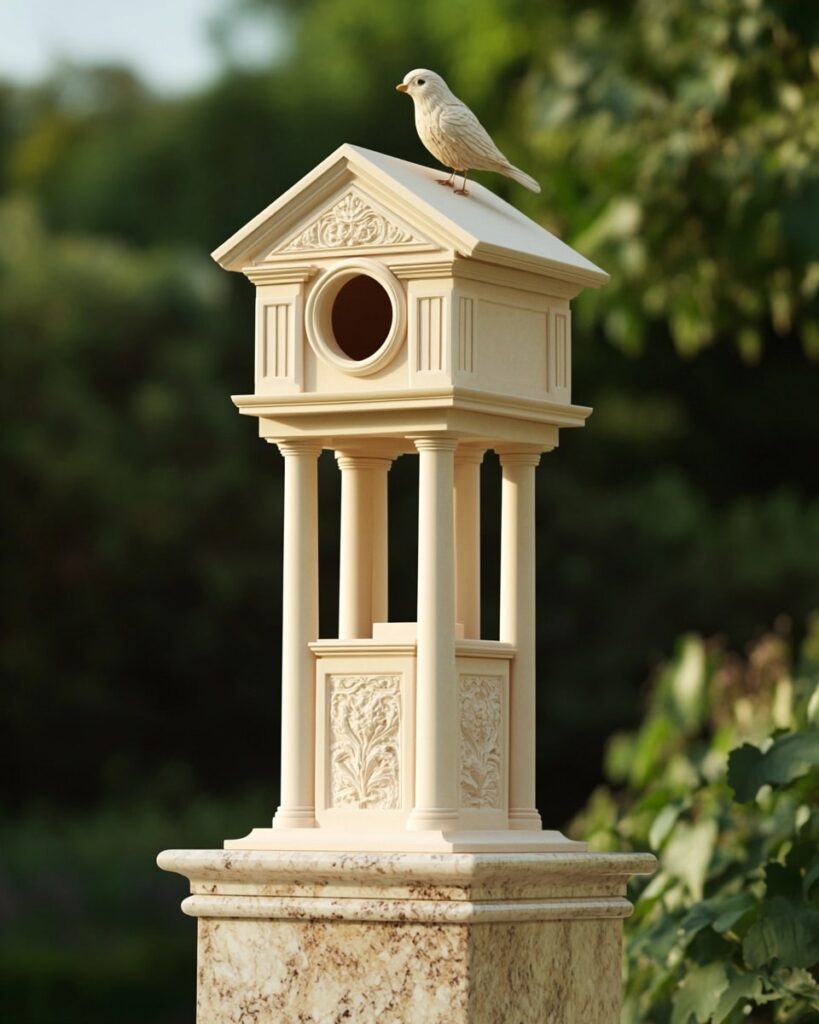 Neoclassical Birdhouse Pedestal