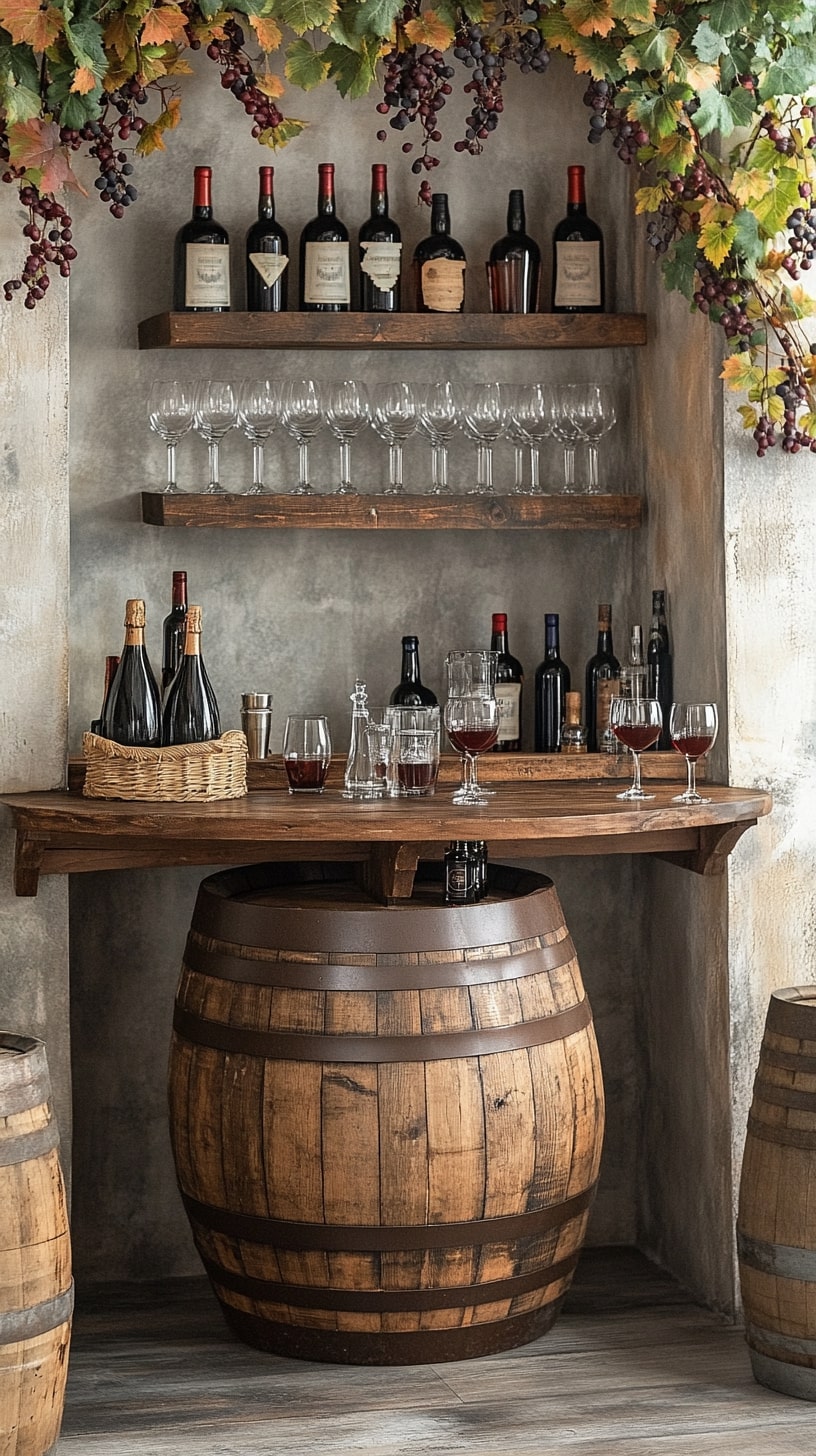 Wine Barrel Into a Chic Home Bar