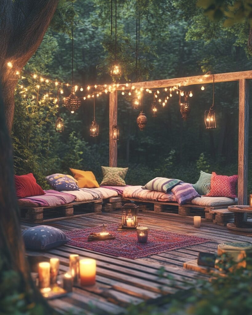 Cozy boho woodland lounge