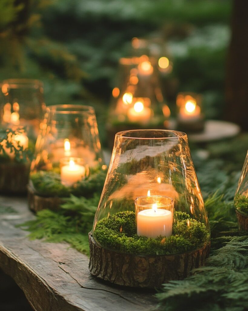 moss and wood accents