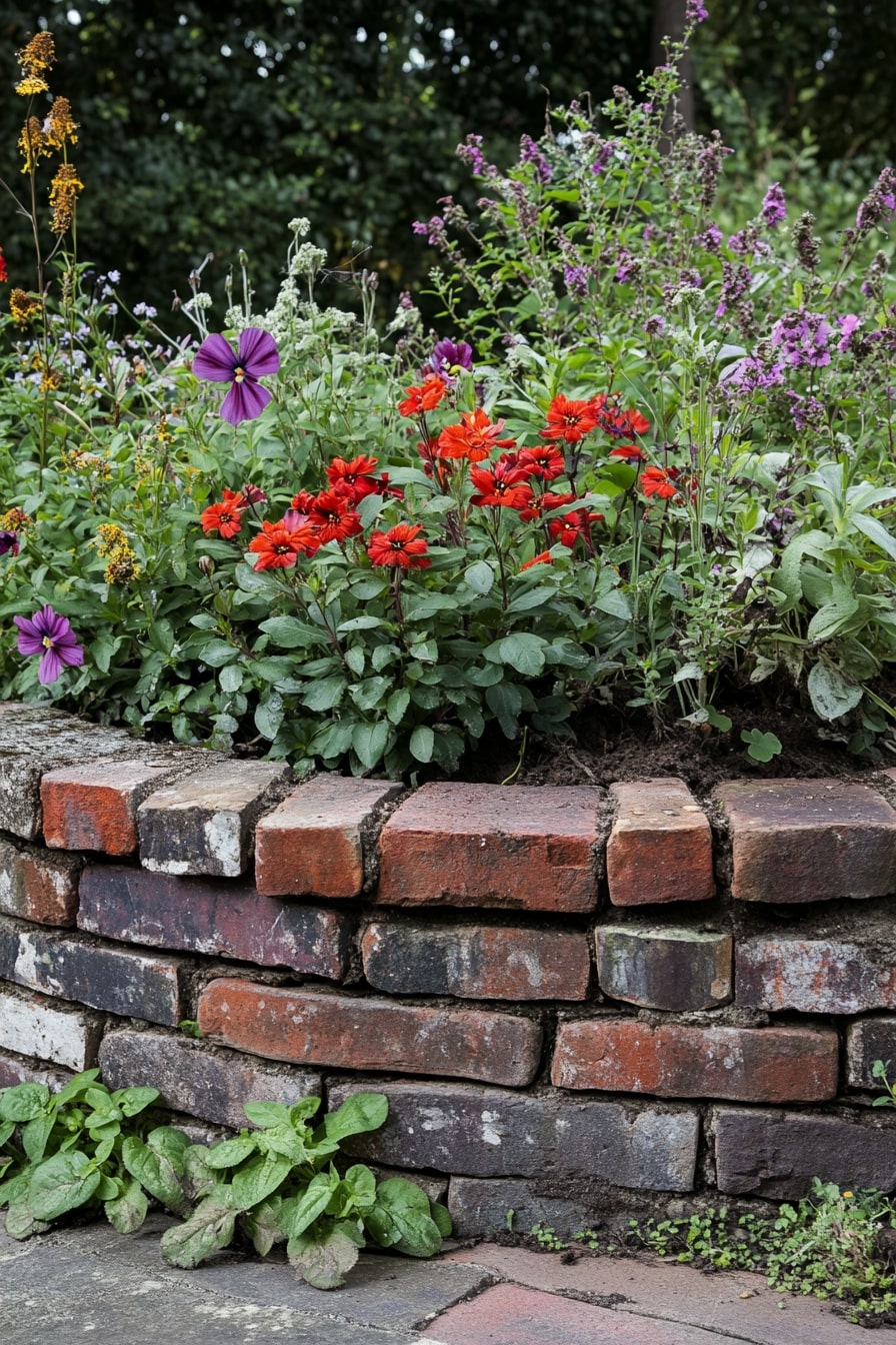 Rustic Raised Bed with Weathered Brick