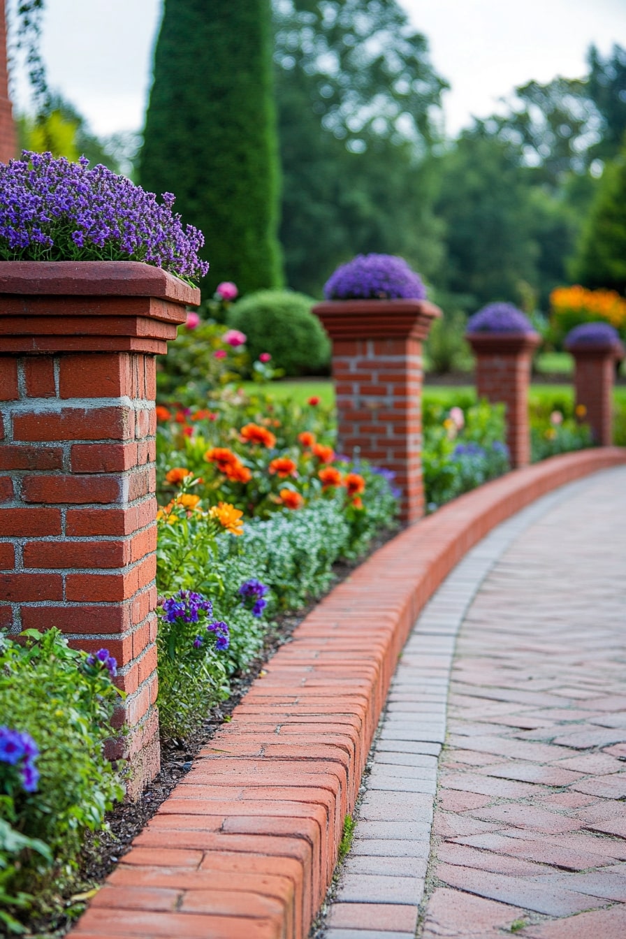 Brick Pillars and Border Edging